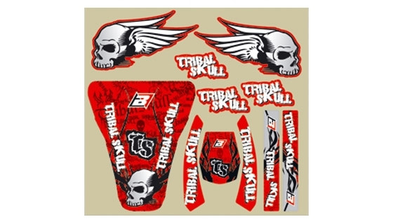 TRIBAL SKULL sticker set, red