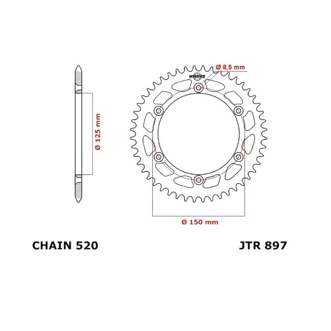 Aluminium Kettenrad, KTM SX & EXC 90-